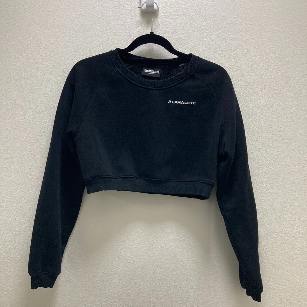 Alphalete black cropped baggy chunky women sweater top size small